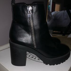 Steve Madden Black Turbo Moto Chunky Heel Boot